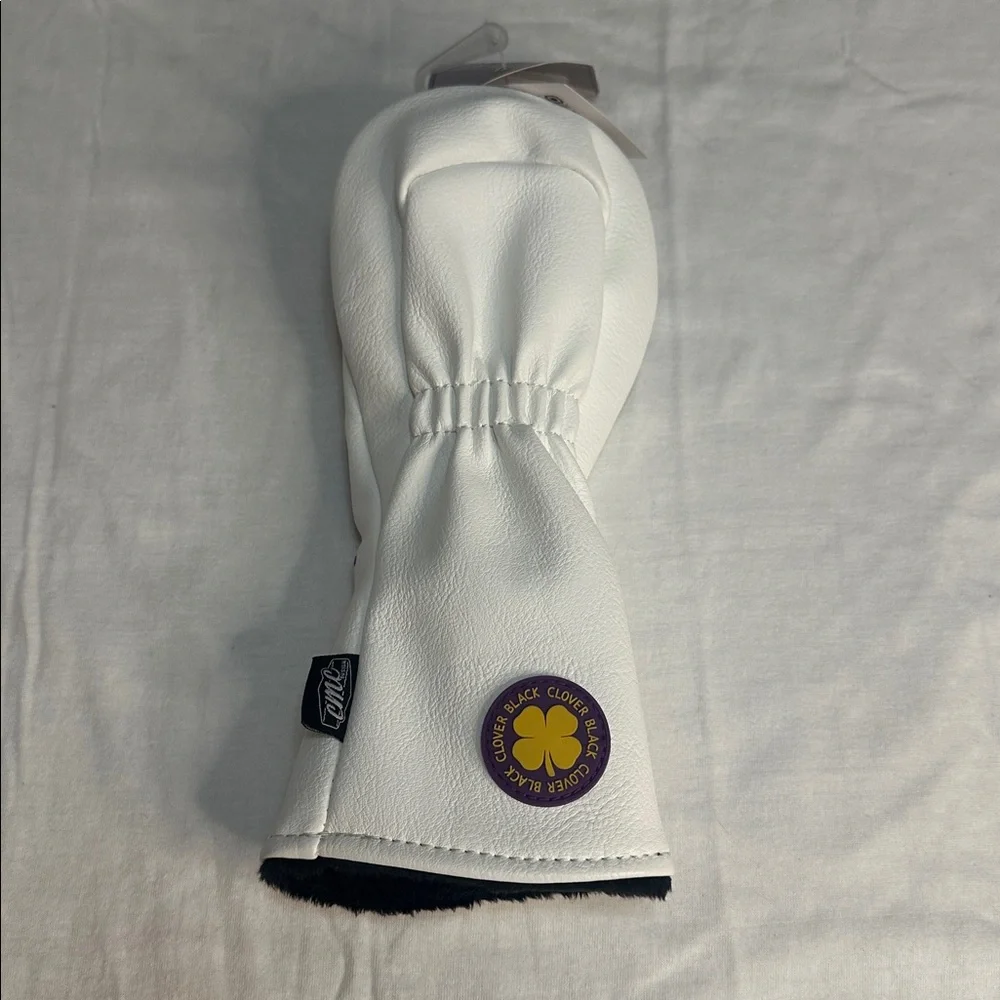 White 'Live Lucky' Floral Clover Headcover with Multicolor Accents